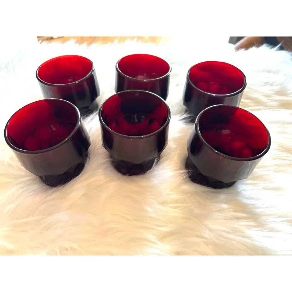 Georgian Ruby Red Juice Glass Tumblers set six 3